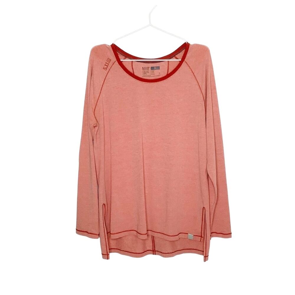 5.11 Tactical Freya Long Sleeve Crew Neck Tee Rosewood Heather Medium - Picture 2 of 6